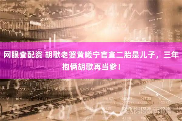 网眼查配资 胡歌老婆黄曦宁官宣二胎是儿子，三年抱俩胡歌再当爹！