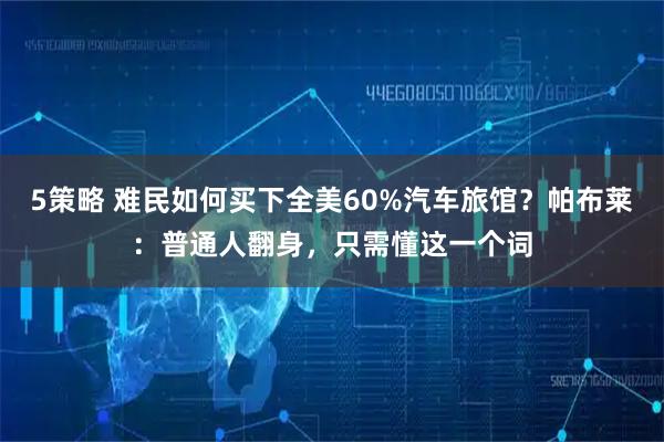 5策略 难民如何买下全美60%汽车旅馆？帕布莱：普通人翻身，只需懂这一个词